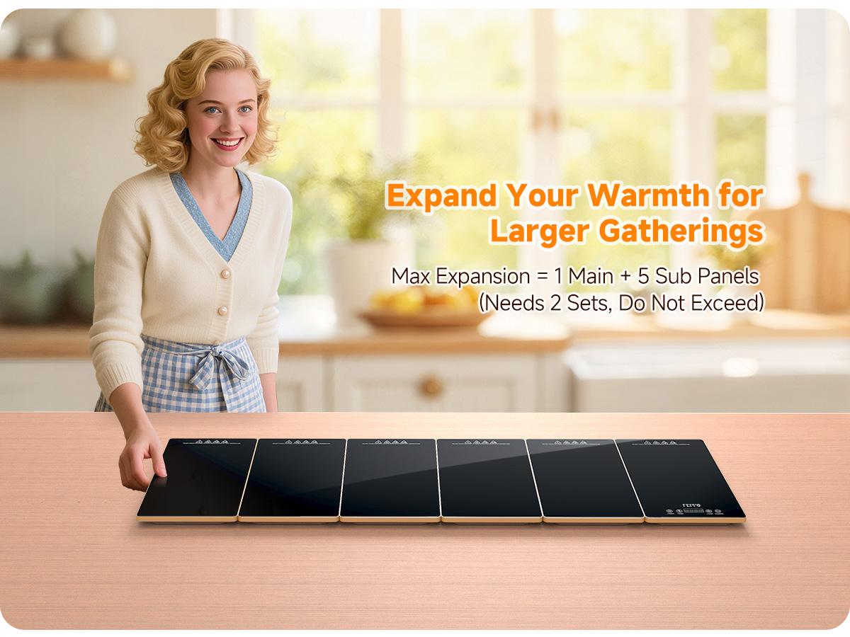 FEPPO Electric Warming Tray, 4-in-1 Food Warmers for Parties Buffet with 10 Temp Settings and Timer, 33"x15" Glass Surface Warming Mat for Food, Modular Buffet Hot Plates for Catering and Gatherings