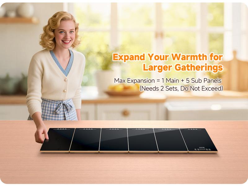 FEPPO Electric Warming Tray, 4-in-1 Food Warmers for Parties Buffet with 10 Temp Settings and Timer, 33"x15" Glass Surface Warming Mat for Food, Modular Buffet Hot Plates for Catering and Gatherings