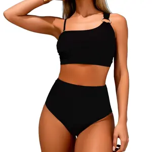 High Waisted Bikini Sets for Women 2 Piece High Cut Swimsuit Push Up Sporty Bathing Suit Sport Swimming Clothing Beach Tummy Control Swimwear