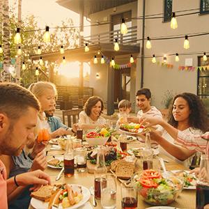 200Ft Outdoor String Lights Waterproof, Patio String Lights for Outside Shatterproof LED Filament Bulbs, Dimmable Hanging Lights for Christmas, Party, Cafe