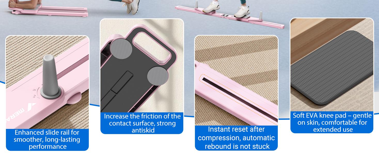 MERACH Multi-functional Adjustable Ab Exercise Board, Split Ab Slide Roller Board, Home Pilates Reformer with Knee Mat for Home Gym Core & Ab Strength Training, Abdominal Crunch Machine