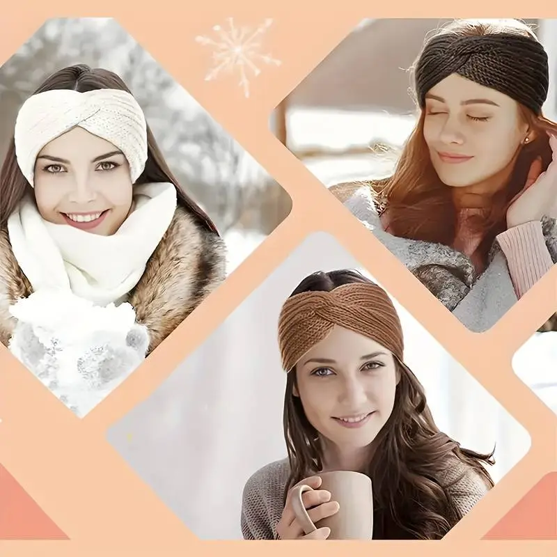 Triple KnotWarmth Ribbed Knit Headband Set-3pcs (Classic  display picture 2
