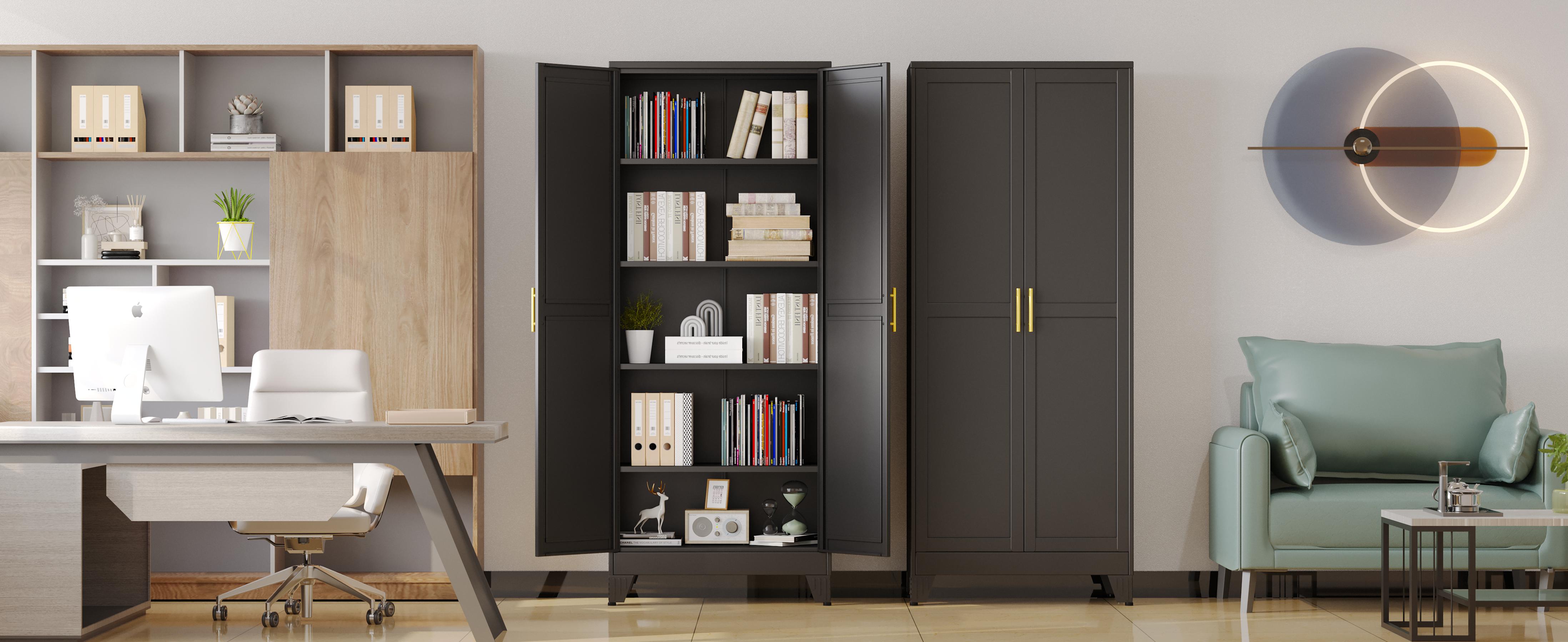 75.2" & 70.8" Tall Metal Kitchen Pantry Storage Cabinets with 2 Door and 5 Adjustable Shelves Cupboard for Kitchen Dining Room Living Room and Bathroom