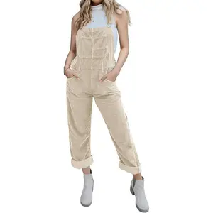 ARTFREE Womens Corduroy Overalls Adjustable Straps Baggy Bib Corduroy Jumpsuit Casual Corduroy with Pockets