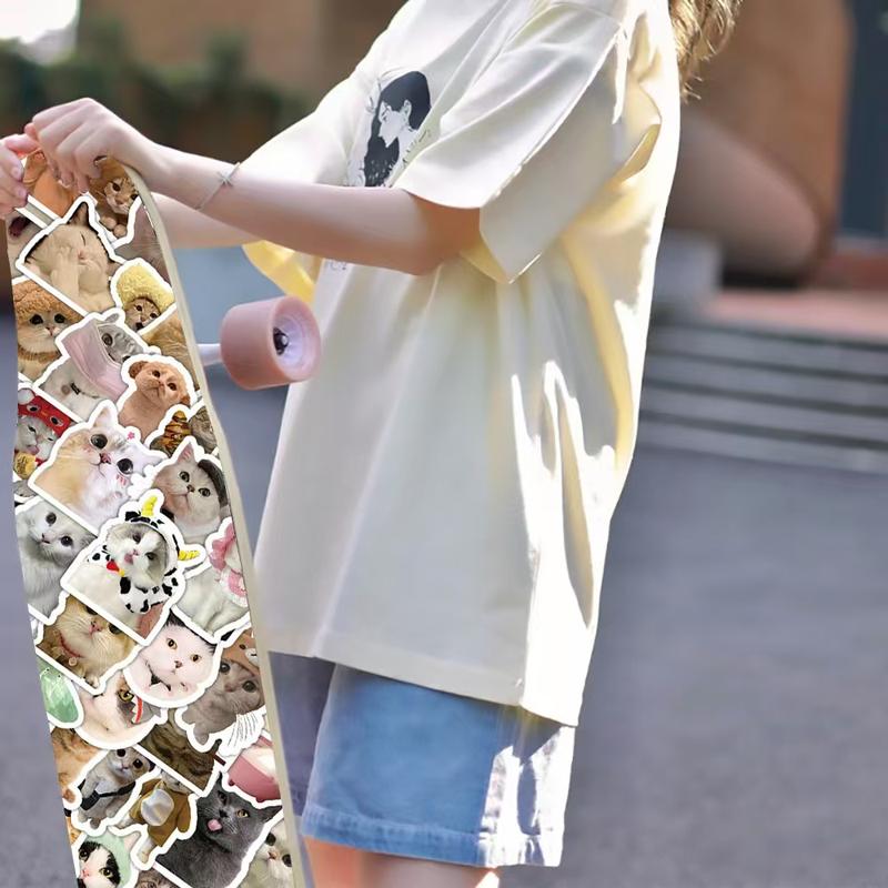 100 Pcs Funny Cat Stickers Cute Cat Meme Stickers for Adults Kitty Vinyl Waterproof Stickers for Water Bottles Laptops Phone Luggage Guitar