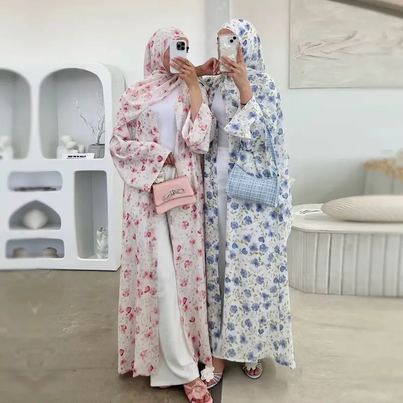 Floral Printed Abaya Kimono Excluding Hijab
