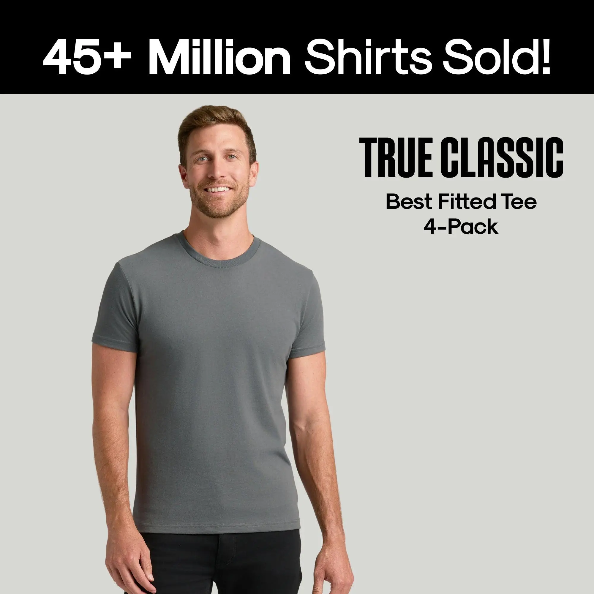 True Classic Men’s 4-Pack Short Sleeve Crew Neck T-Shirts – Premium Fit for Everyday Comfort & Casual Style