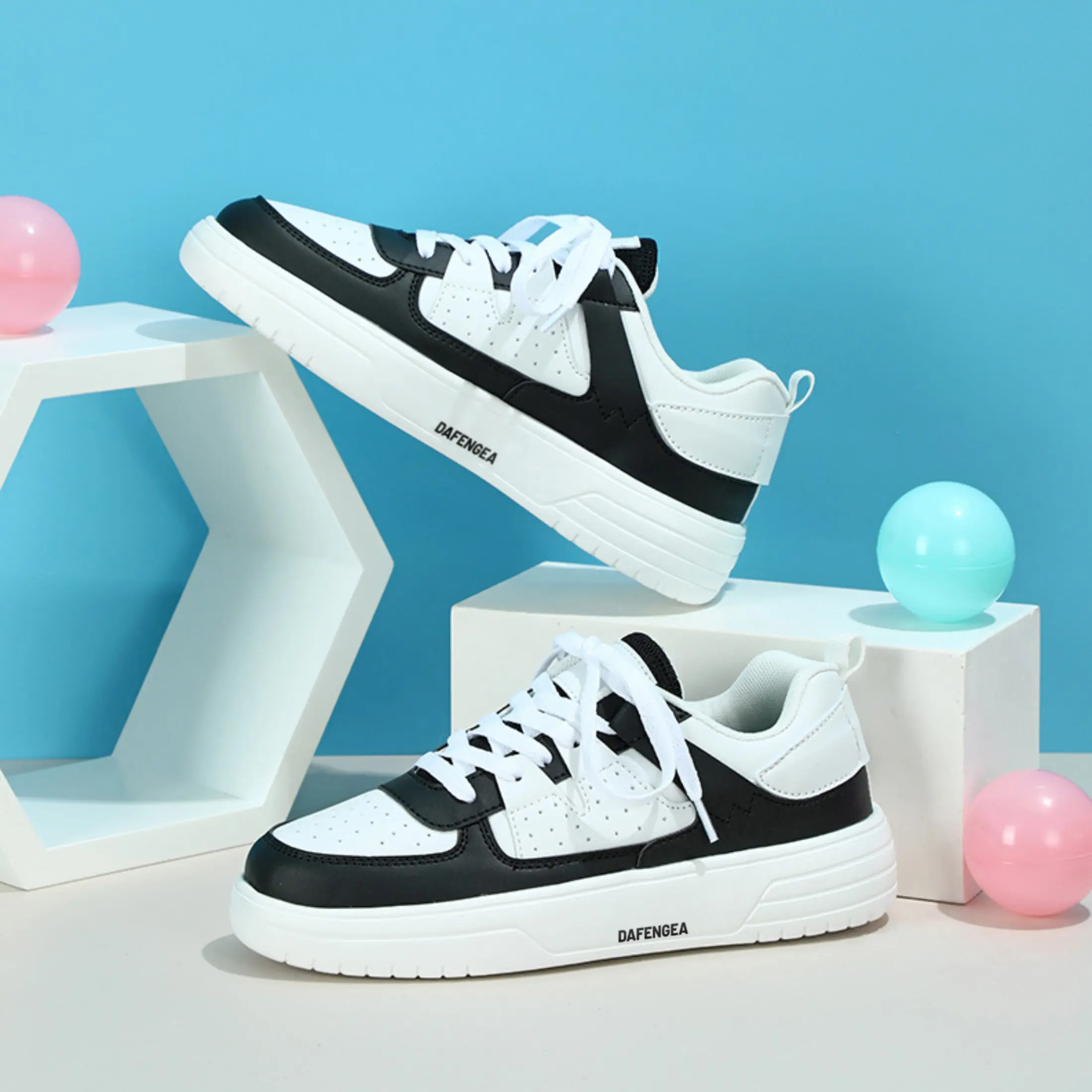 Women's Platform Sneakers Block Casual Shoes, Breathable Mesh Panel Indoor Outdoor Shoes