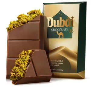 Dubai Chocolate Bar Pistachio Deluxe – 3.35 oz Milk Chocolate Bar with Pistachio & Kataifi Filling – Inspired by Dubai’s Iconic Knafeh Dessert – Gourmet Middle Eastern Treat