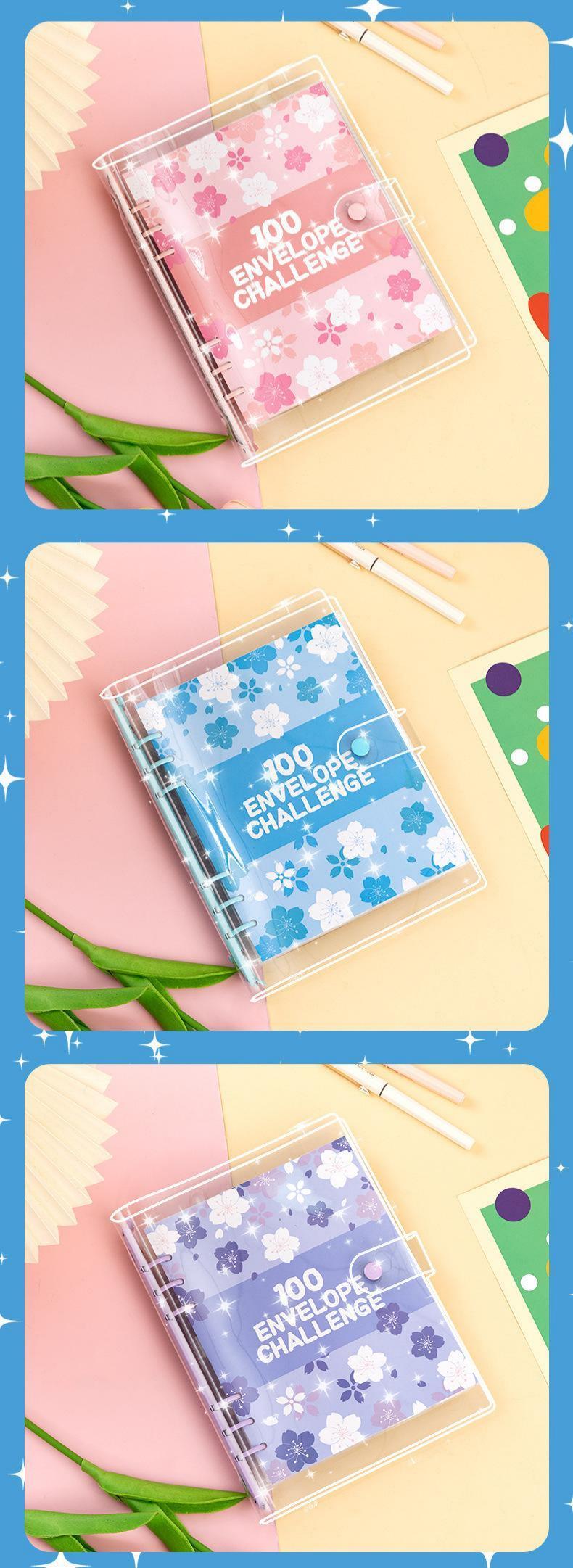 100-Pack Saving Challenge Binder - Durable Laminated $5050 Tracker, Pre-numbered Pockets for Organized Savings, 100 Envelopes forMultiple Budget Categories Productivity Planner Academic Planner