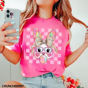 Comfort Colors® Easter Bunny Shirt, Coquette Easter TShirt, Happy Easter Shirt, Coquette Bunny Shirt, Easter Brushstroke, Womens Easter Tee