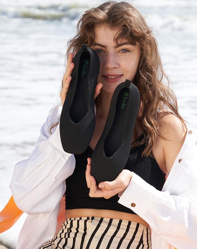 DREAM PAIRS Women's Knitted Square Toe Flats