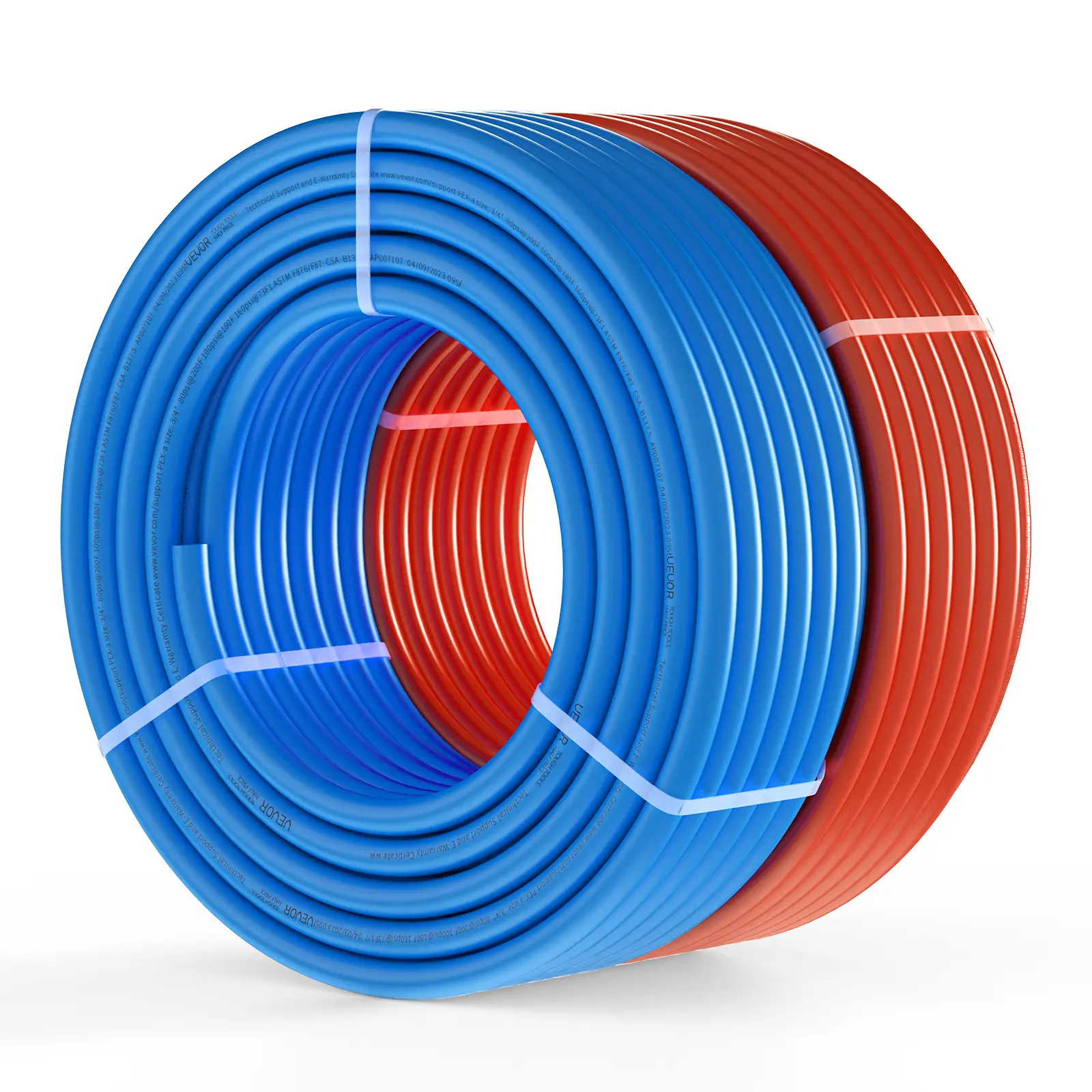 【Summerfinds】VEVOR PEX Pipe 3/4 Inch 2 x 100 Feet Length PEX-A Flexible Pipe Tubing for Potable WaterPex Water Lines for Hot/Cold Water & Easily RestorePlumbing Applications with Free CutterBlue & Red