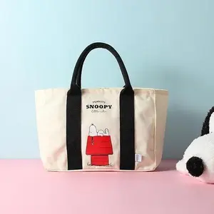 MINISO Snoopy Summer Travel Tote Bag - Cream White, Lightweight & Spacious  Big Capacity for Holiday Vacation for Work School
