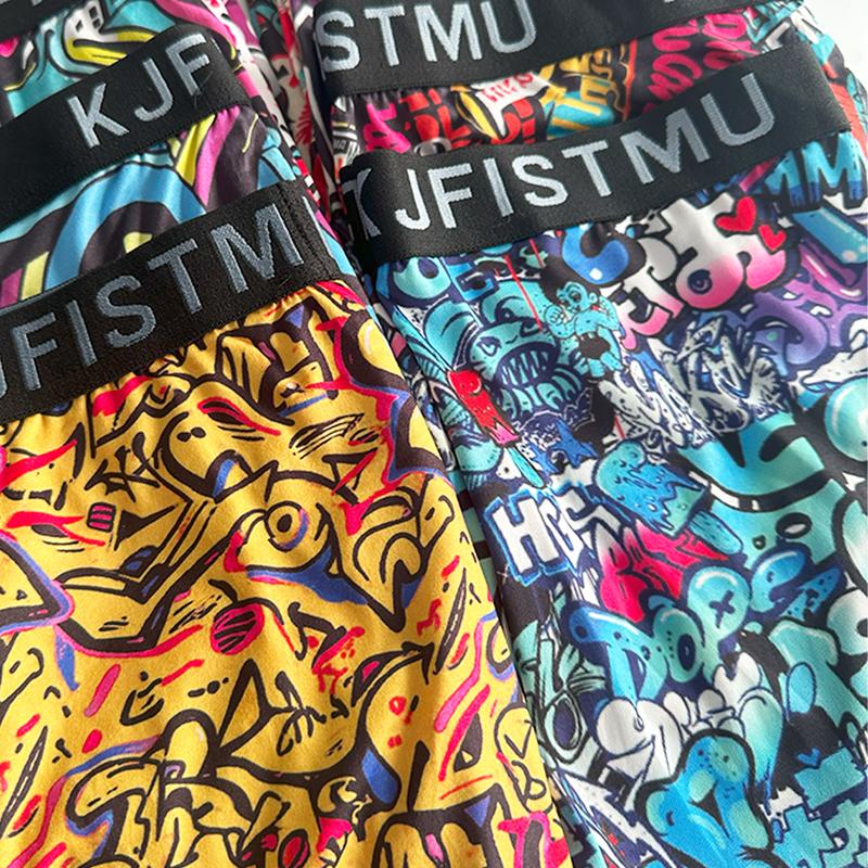 KJFISTMU 12-piece set of men's boxer briefs with stylish printed patterns, long-length men's boxer briefs, soft and breathable, trendy graffiti sports underwear, men's underwear, cycling shorts Men's Clothing Set Fabric Menswear KJFISTMU 12-piece set of men's boxer briefs with stylish printed patterns, long-length men's boxer briefs, soft and breathable, trendy graffiti sports underwear, men's underwear, cycling shorts Men's Clothing Set Fabric Menswear