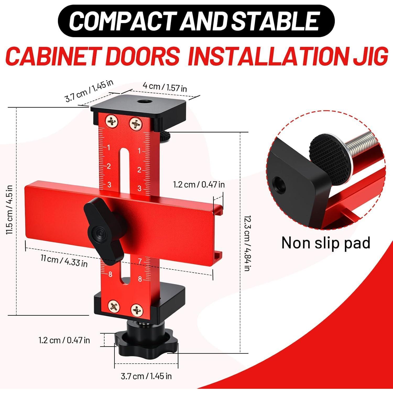 Cabinet Door Installation Jig with Precision Edge Positioner Adjustable for Framed & Frameless Doors  Alloy Tool for DIY & Professionals