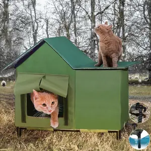 Heated Cat House for Outside, Stray cat/Street cat Shelter, Weatherproof Insulated Heated Outdoor Cat House Waterproof Eaves,Timer & Temp Adjustable Winter Home Enclosure