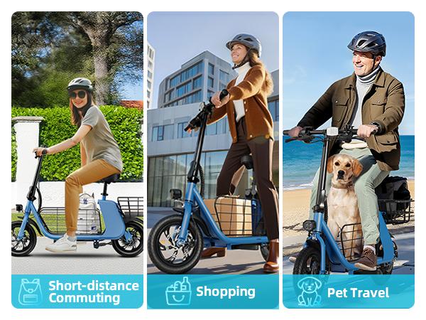 Windhorse C2-Cargo Electric Scooter with Seat Basket, 12.5'' Electric Commuting Scooter Adults 15.5MPH & 20 Miles Long Range, 450W Motor, Dual Disc Brakes, Foldable E-Scooter with Comfort Seat for Pets & Cargo, 265LBS Load
