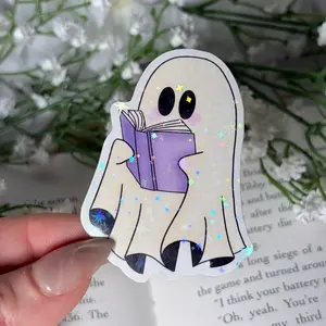 Ghost with Book 2.5-inch Sparkle Star Sticker