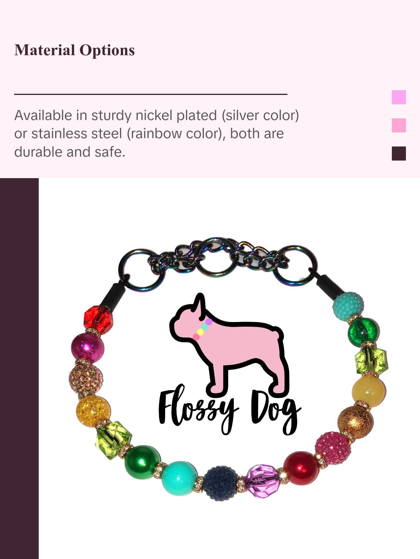 Martingale Collar Upgrade | Half Check Chain | Add on Only | Rainbow or Silver | Leash Training & Obedience | For Medium to Large Dogs