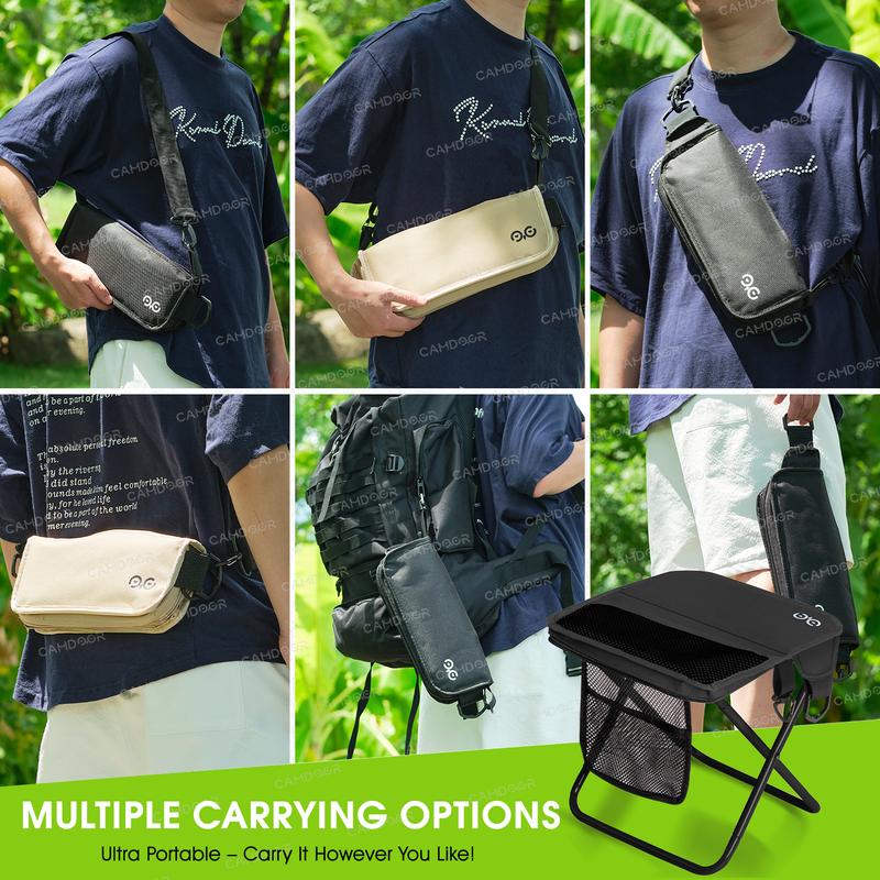 【Jumpstart Sale】Valentine's Day Gift,Camdoor Portable Outdoor Folding Chair with Shoulder Strap Ultra Light 1.5 lbs Max Load 500lbs Side Pockets Velcro Storage for Camping Hiking Fishing BBQ Parties - Collapsible Stools, Gift for Girlfriend/Boyfriend