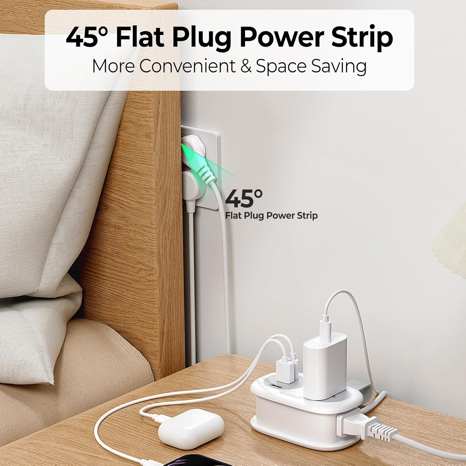 ORICO Travel Power Strip, 3.7FT Small Extension Cord, Portable Power Strip Flat Plug with 2 AC Outlets 3 USB Ports (1 USB C), Multi Plug Extension Cord for Travel, Cruise, Office, Hotels -AP3-2A ORICO Travel Power Strip, 3.7FT Small Extension Cord, Portable Power Strip Flat Plug with 2 AC Outlets 3 USB Ports (1 USB C), Multi Plug Extension Cord for Travel, Cruise, Office, Hotels -AP3-2A