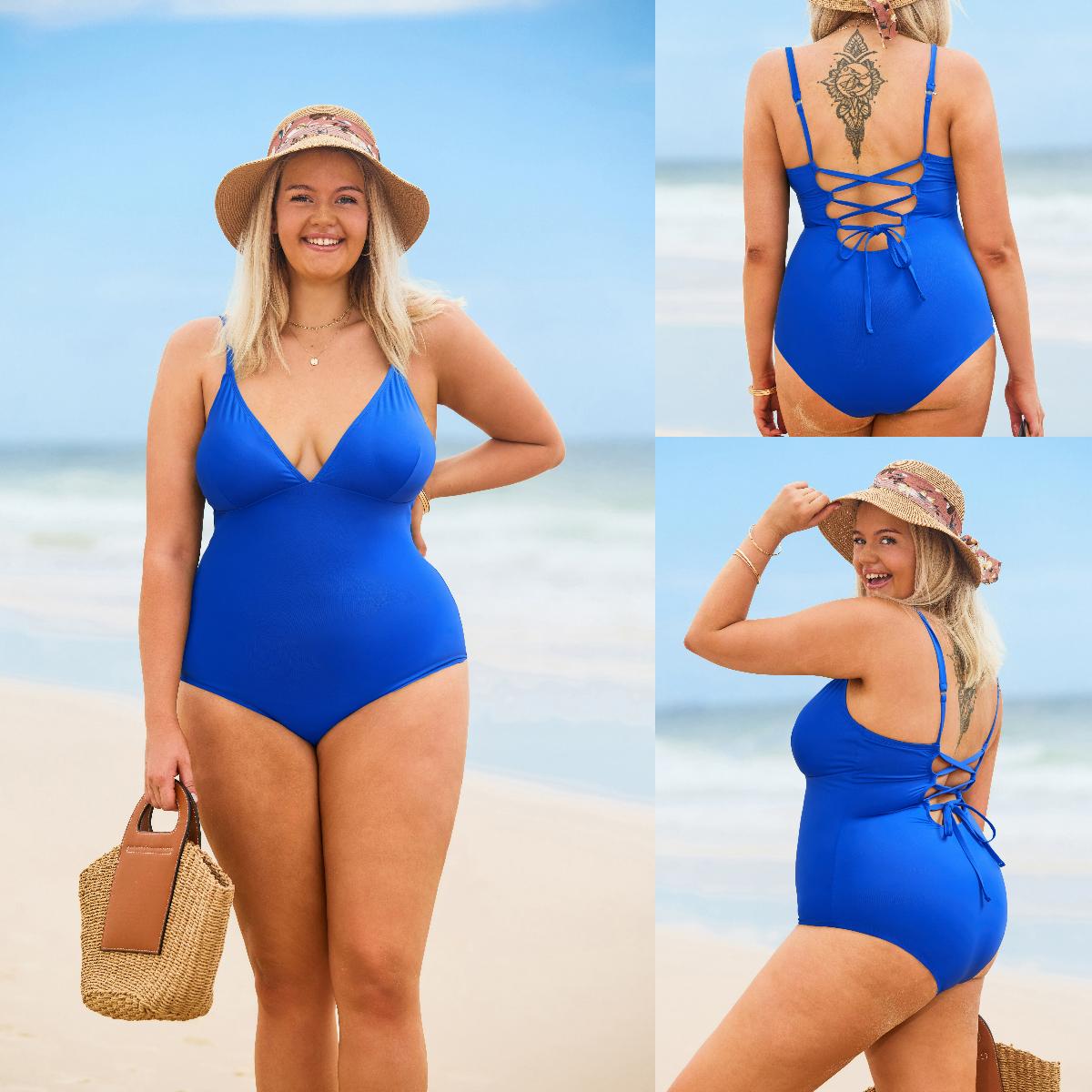 CUPSHE One-Piece Swimsuit: Plunging V Neck Sculpting Tummy Control Bathing Suit swimwear with Adjustable Lace-Up Back (Size XS-3XL) SpringStatements