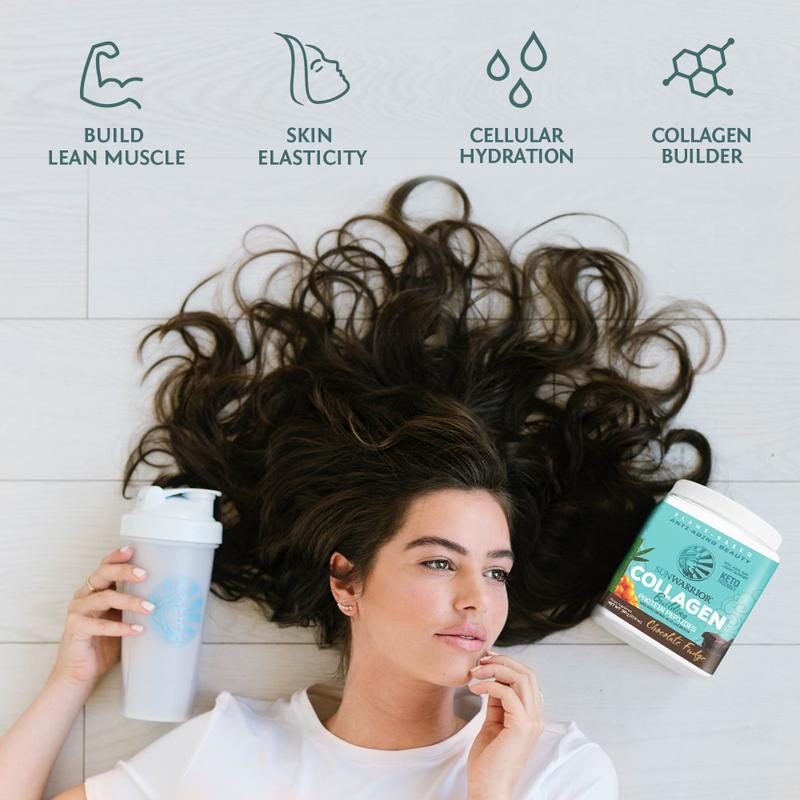 Sunwarrior Collagen Building Protein Peptides-Vegan Collagen Builder-Hyaluronic Acid and Biotin-500g with 1 scoop-Skin, Hair and Nail Support