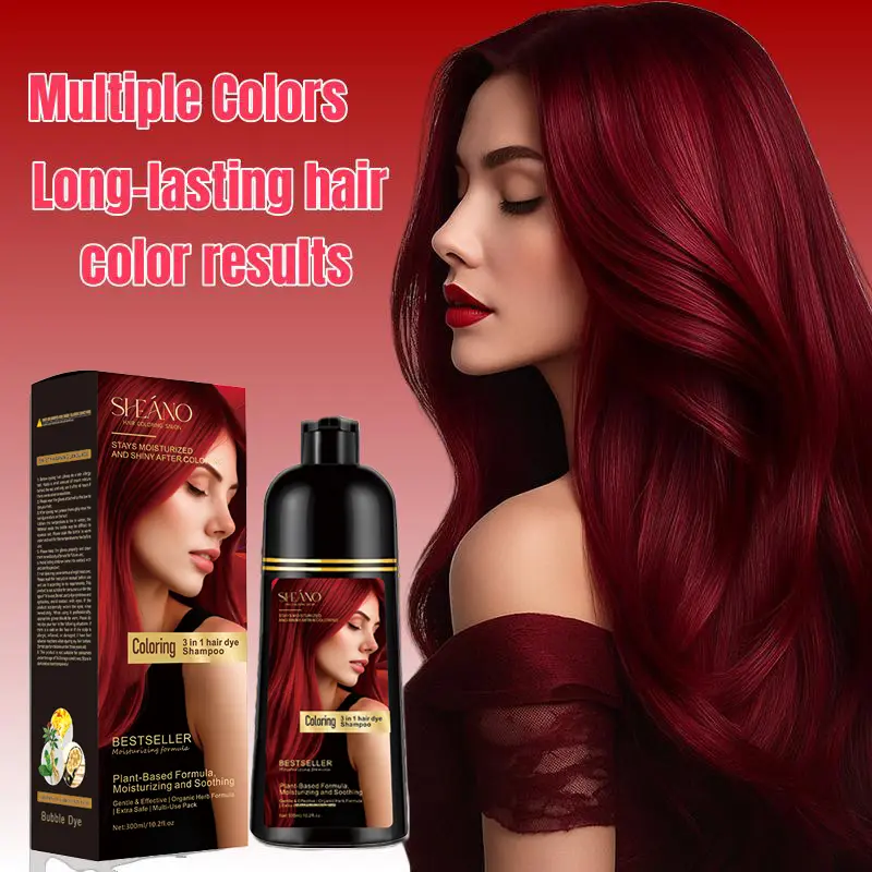 2026 New Hair  Trends  Wine Red 3-in-1 Hair Dye Shampoo | 100% Gray Coverage | Nourishing & Long Lasting Instant Herbal Ginseng color temporary hairdye curly Dark Brown Haircare outdoorfun, Curly Hair