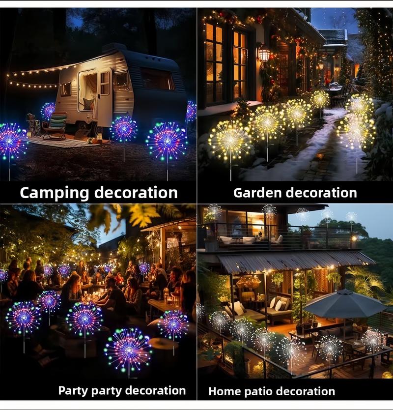 2/4/6pcs Solar Powered 120LED Pole Fireworks Lights, Outdoor Waterproof Garden Lights, 8 Lighting Modes, Patio, Balcony B&B Scenario Camping Party Decoration, Carnival Outdoor Summer Ambient Lights 2/4/6pcs Solar Powered 120LED Pole Fireworks Lights, Outdoor Waterproof Garden Lights, 8 Lighting Modes, Patio, Balcony B&B Scenario Camping Party Decoration, Carnival Outdoor Summer Ambient Lights