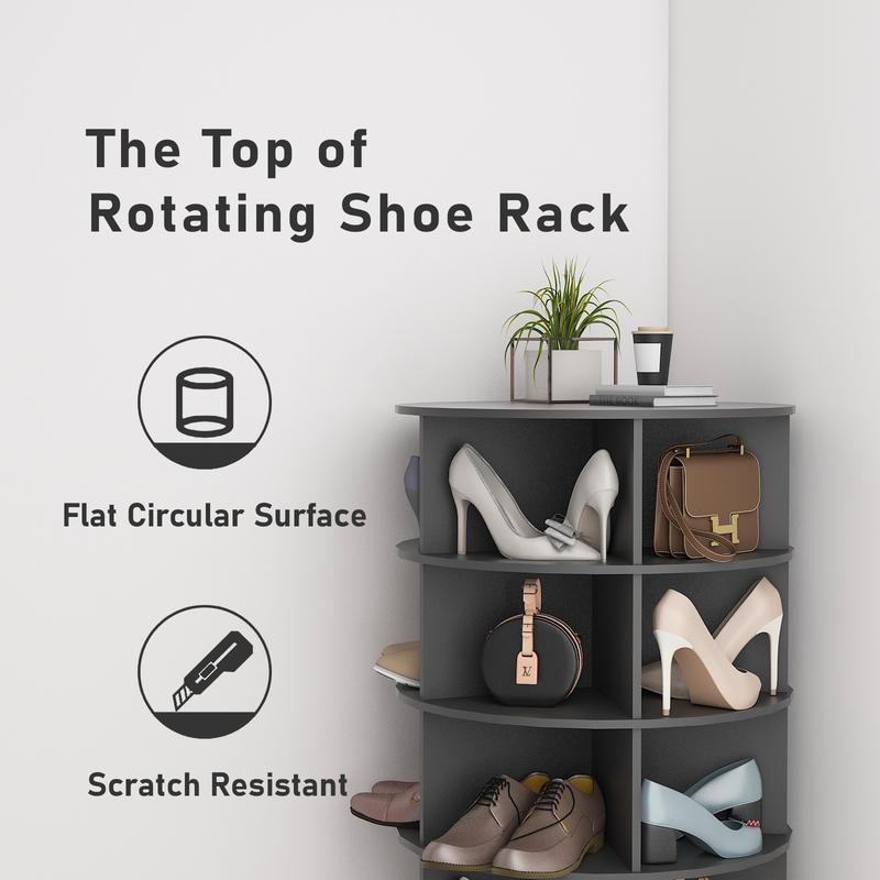 7 Tier Rotating Shoe Rack Tower Organiser, Spinning Shoe Display Lazy Susan, Revolving 360 Shoe Rack Storage Round Carousel, Vertical Handbag Rotate Shoes Closet Organization