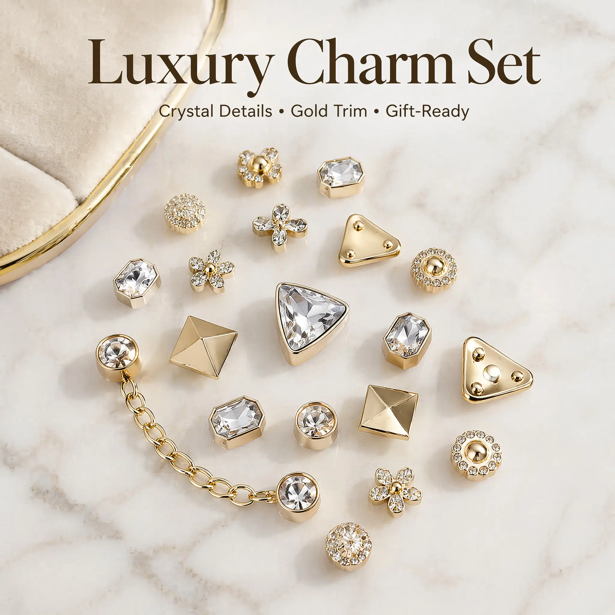 26-Piece Shoe Accessory Set, Detachable DIY Rhinestone Decorations, Garden Sandals, Slippers, and Flip-Flops, Rhinestone Shoe Charms, Sparkling Shoe Charms, Bling Shoe Charms Set