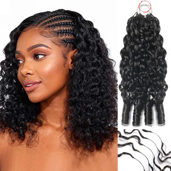 New 2026 ElNbeauty Burmese Curl Feather CrochetHuman Hair Bundles, Lightweight Pre-Separated SuperInvisibly Knot and Durable Reusable Natural Black Human Hair 16-24inches Optional