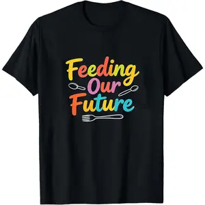 Black Colorful Feeding Our Future Graphic Tee - Sleek Casual Daily Wear Apparel