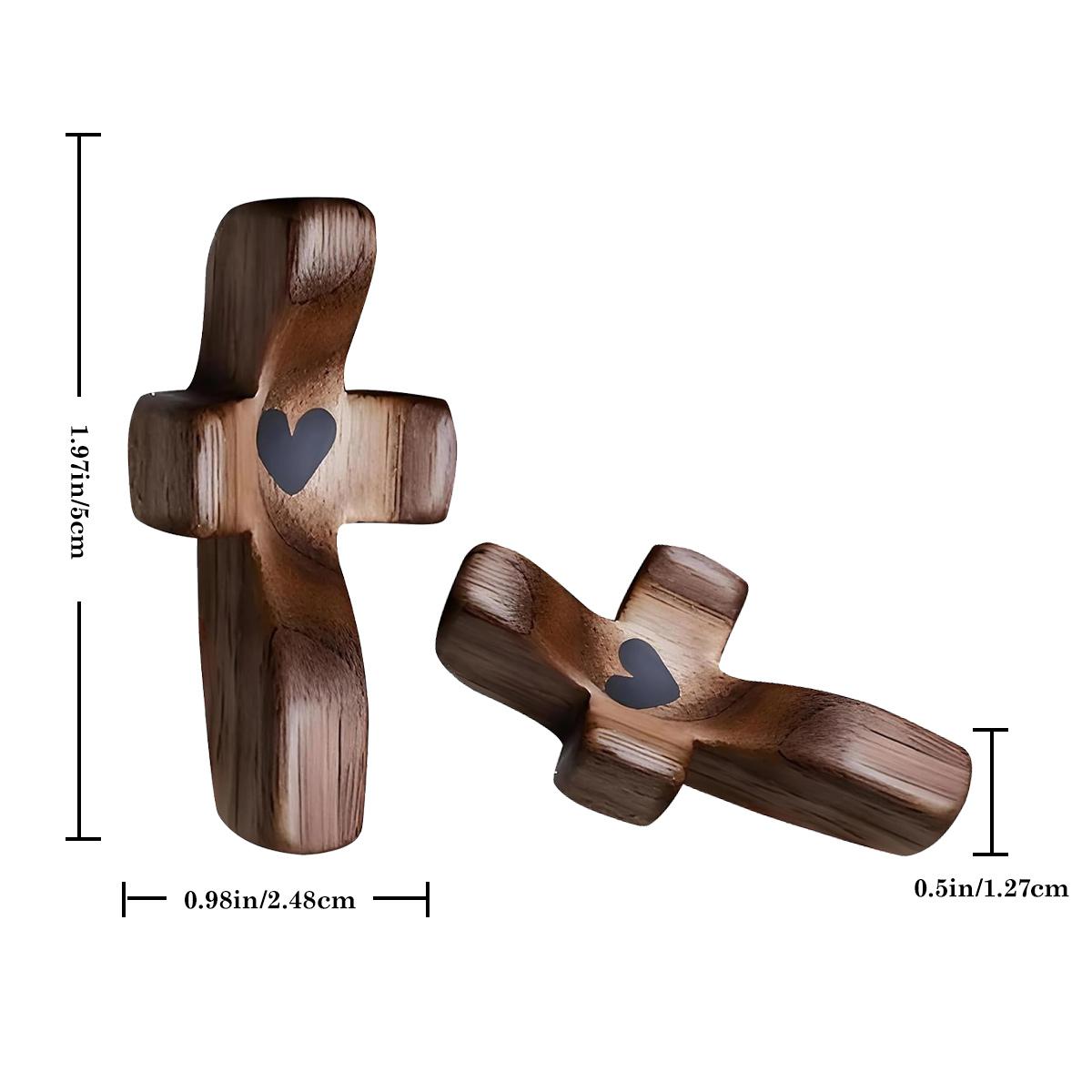 Wooden Cross Fidget, Cross My Heart Walnut Pocket Crosses for Anxiety Relief & Prayer Christian Gifts Fidget Toys for Children and Adults