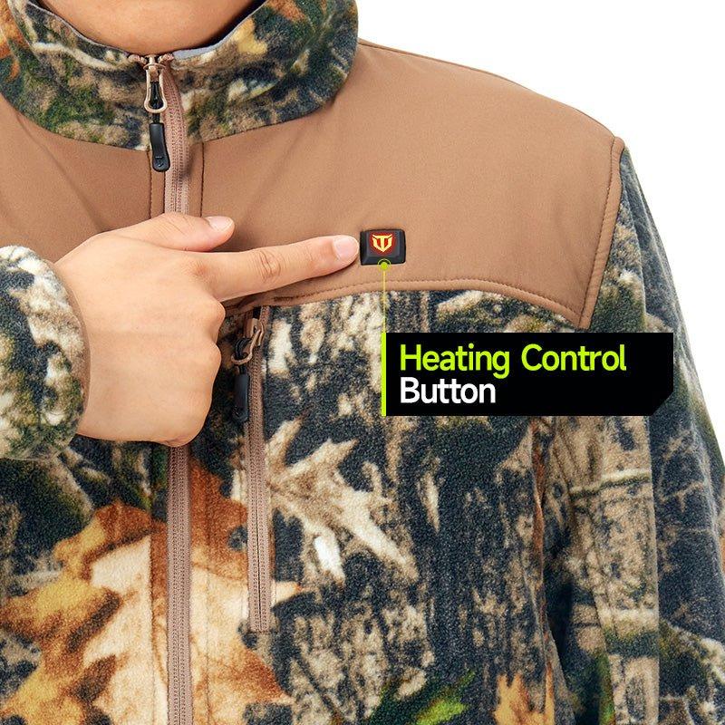 【Limited Sizes Clearance】Men’s Heated Jacket Fleece with Battery Pack, Rechargeable Coat for Hunting (Black, Camo, Size S-XXXL)