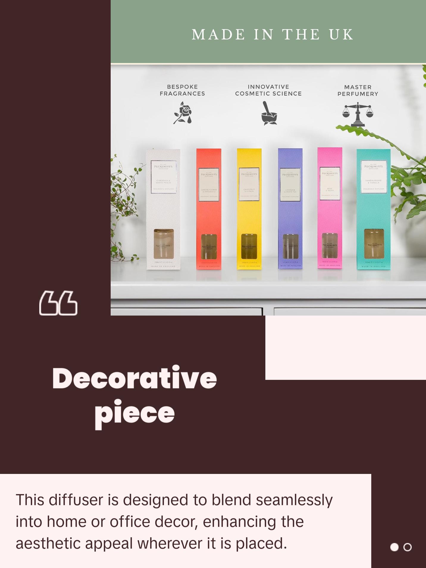 Pecksniff's Classic Reed Diffuser Set | Grapefruit & Citron Scent, Fresh and Zesty Fragrance Reed Diffusers for Home Office Decor | 200ml/ 6.7 fl oz