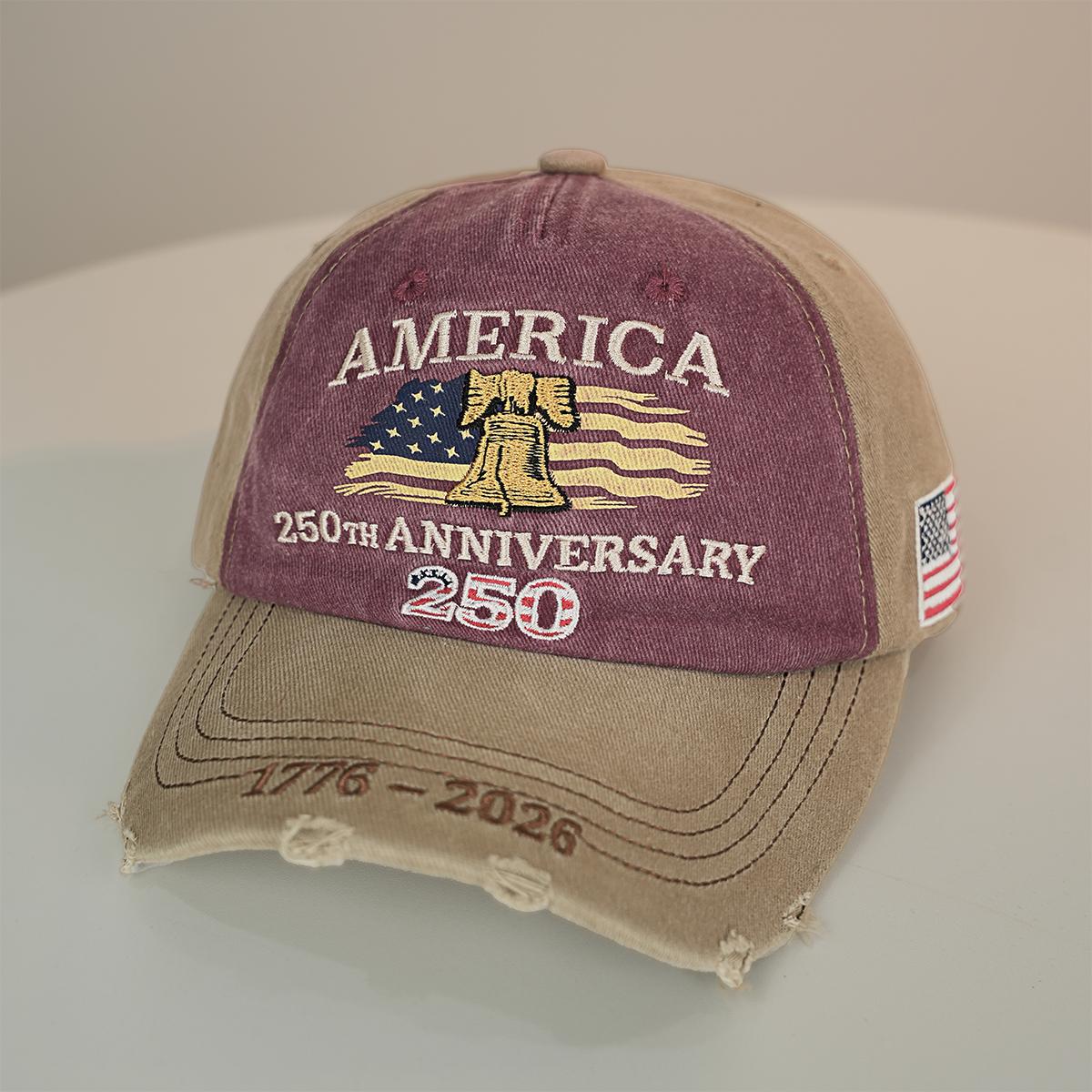 US 250th Anniversary Embroidered Baseball Cap, UPF 50+ Sun Protection Commemorative Hat