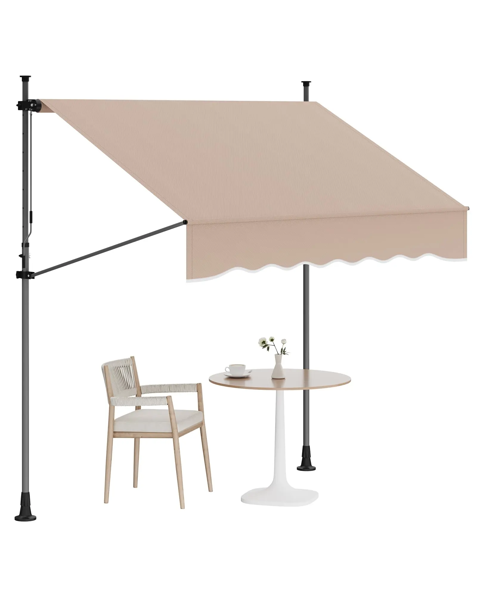 Manual Retractable Awning, 118 in x118 in Patio Awning Outdoor Sunshade Shelter, Angle & Height Adjustable Sunsetter Retractable Awning UV Protection for Any Window or Door