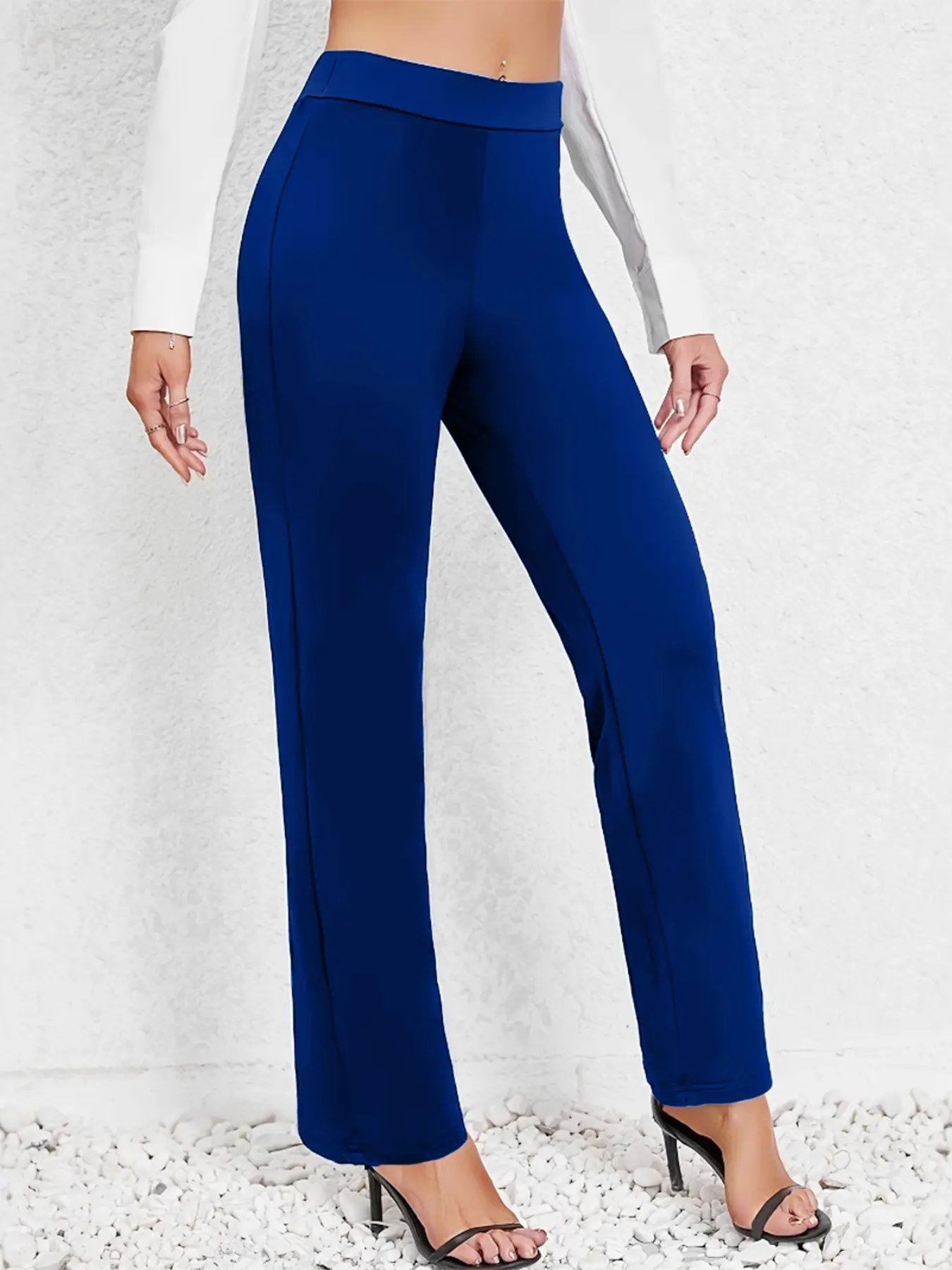Spring Summer Commuter Solid Color Straight Leg High Waist Pants, Business Formal Pants, Stylish Chic Elegant Comfortable Long Trousers for Women, Perfect for Office Wear, Fitted, Bottom Pants Trouser