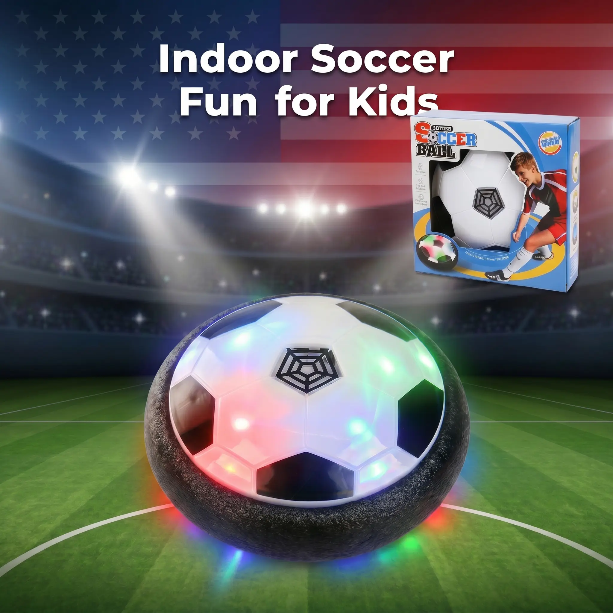 Summervibes Hover Soccer Ball for Kids Indoor Toys Games Gifts for Boys Air Floating Light-Up Soccer Toys Ideal Birthday Gifts Games for Kids, Levitating Ball, Magic Hover Ball