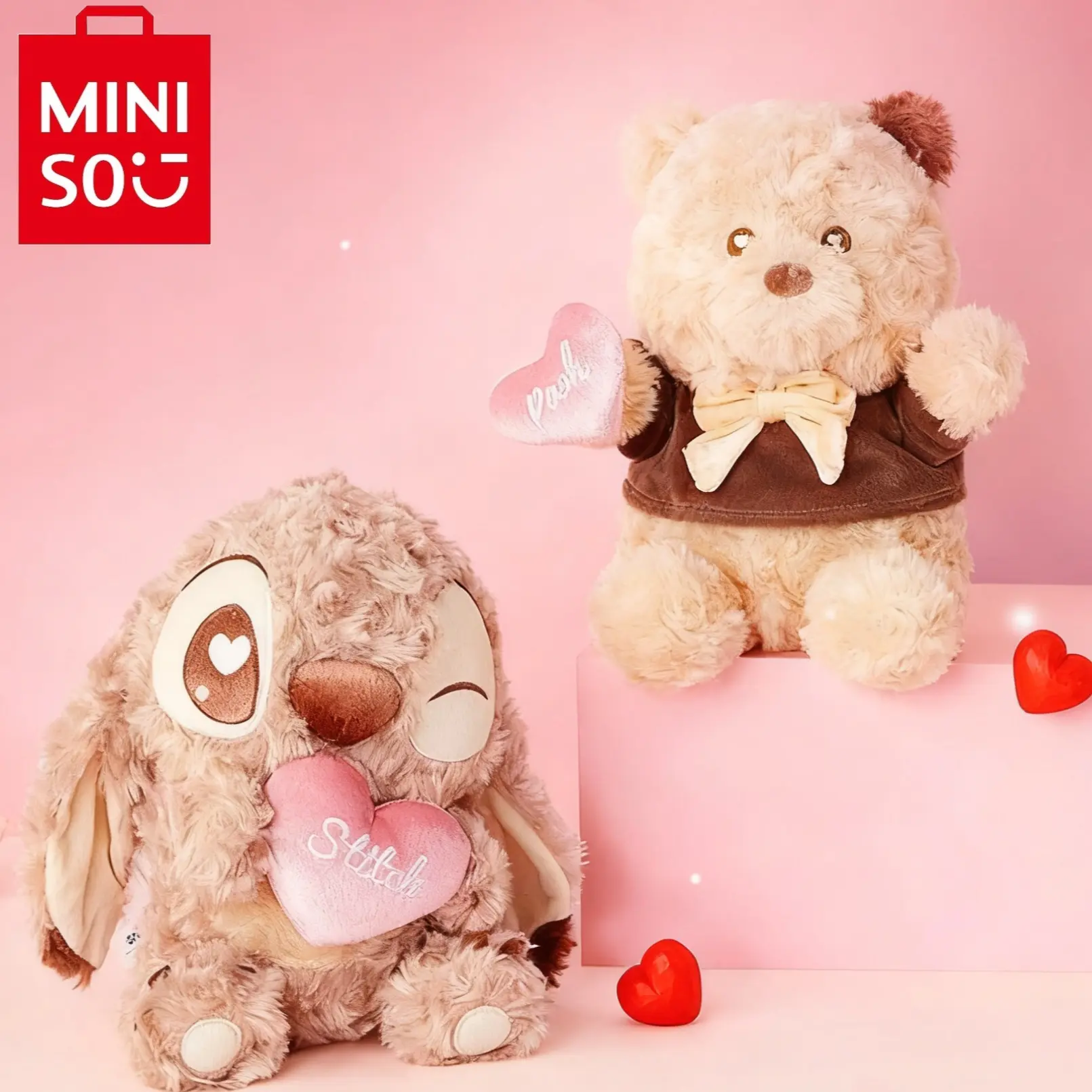 Disney Stitch & Winnie The Pooh No.10 Character Plush Stuffed Toy - 26×18×26 cm Polyester Doll with 10% pp Fragrance Granules, Chocolate Scent, Unisex 18+ Age, Soft Cuddly Gift, Stuffed Animal Collectibles, House Decoration