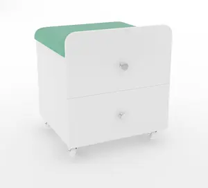 Vanity Stool Chair with Storage, 17.32" l x 15.16" w x 17.32" h PU Ottoman with Lockable Wheels & Storage Drawer, Modern Multifunctional Chairs for Makeup