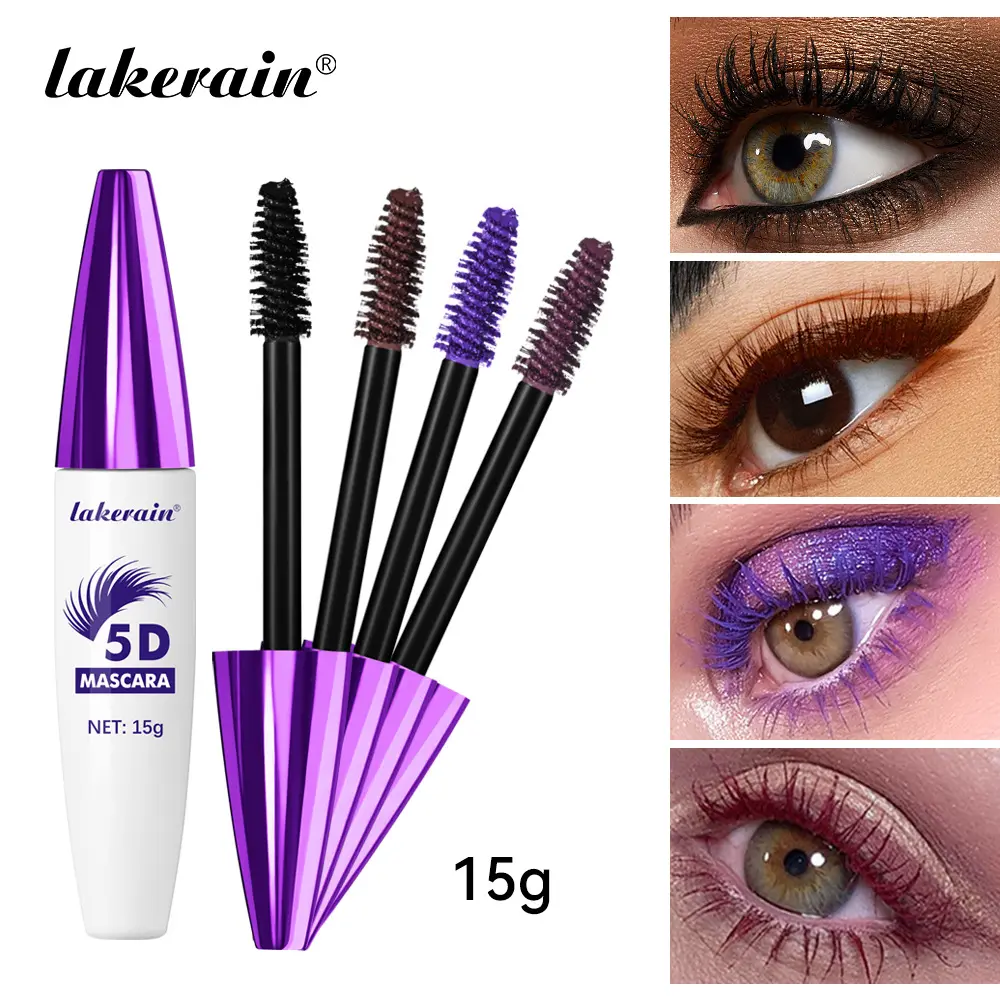 5D Silk Fiber Waterproof Mascara for Eyelash, Lashes Extension Colored Tube Mascara with Eyelash Brush, Long Lasting Smudge-proof Volumizing Lengthening, Makeup Present for Women