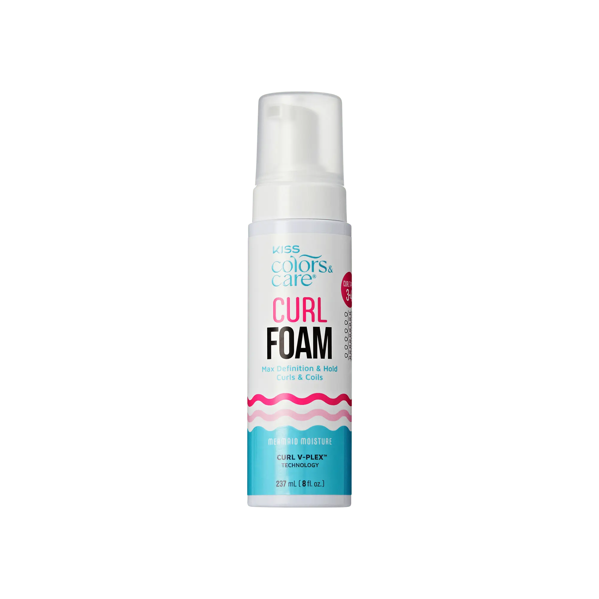 Kiss Colors & Care Curl Foam Hair Mousse, Max Definition & Hold - 8 fl oz