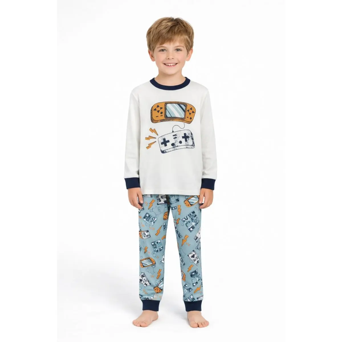 Kids Toddler Boy Pajamas Set Snug Fit Soft Cozy Game Controller Print 2Y-7Y Cozy Comfortable Everyday Wear Junior
