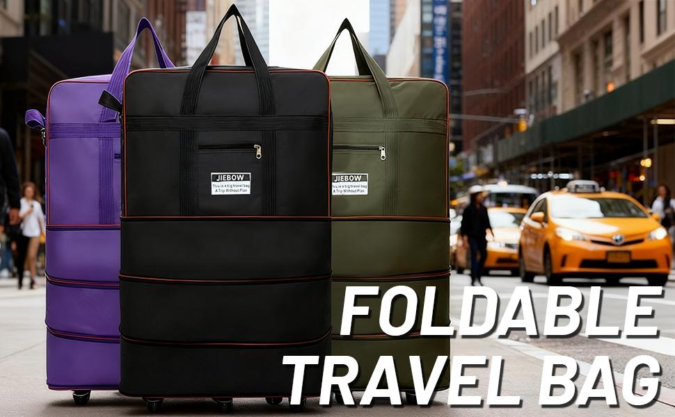 JZBWQY 100L Travel Bag with 360° Universal Wheels - Expandable & Foldable Lightweight Suitcase for Moving & Weekend Getaways