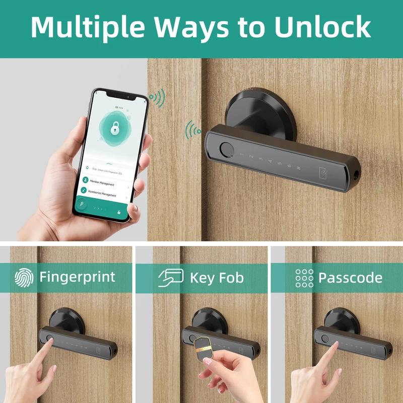 Smart Lock Fingerprint Door Lock with App Control Passcode Unlock Electronic Touchscreen Keypad for Modern Homes and Offices