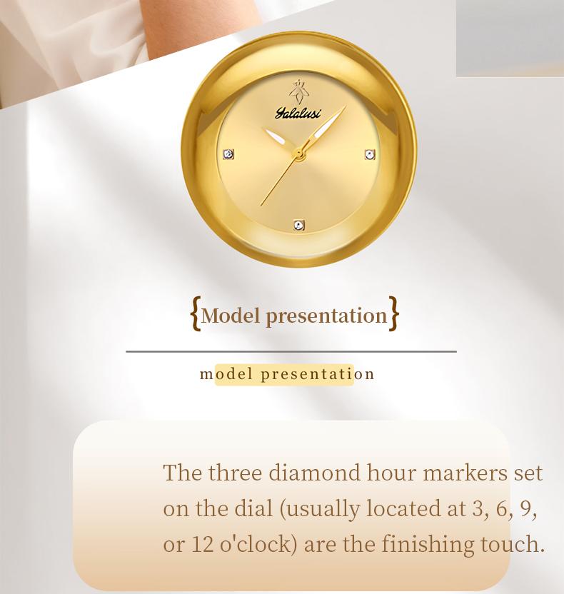 Luxury Round Bracelet Watch    Fashionable Women's Wristwatch Gold Black Dual Color Options Waterproof Free Size Adjustment Suitable for Daily Wear