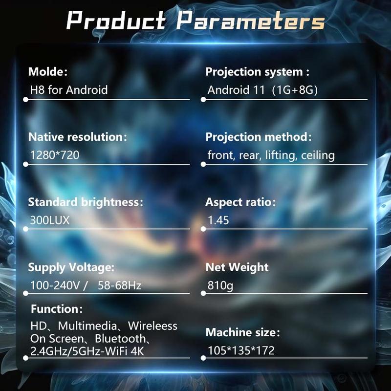 XBJ Projector Smart Outdoor Projector with Android TV 11.0, 1920x1080P Resolution, WiFi & Bluetooth, 120° Rotatable Auto Focus, Netflix & 5000+ Apps - Perfect for Home & Outdoor Movie Experiences Audio